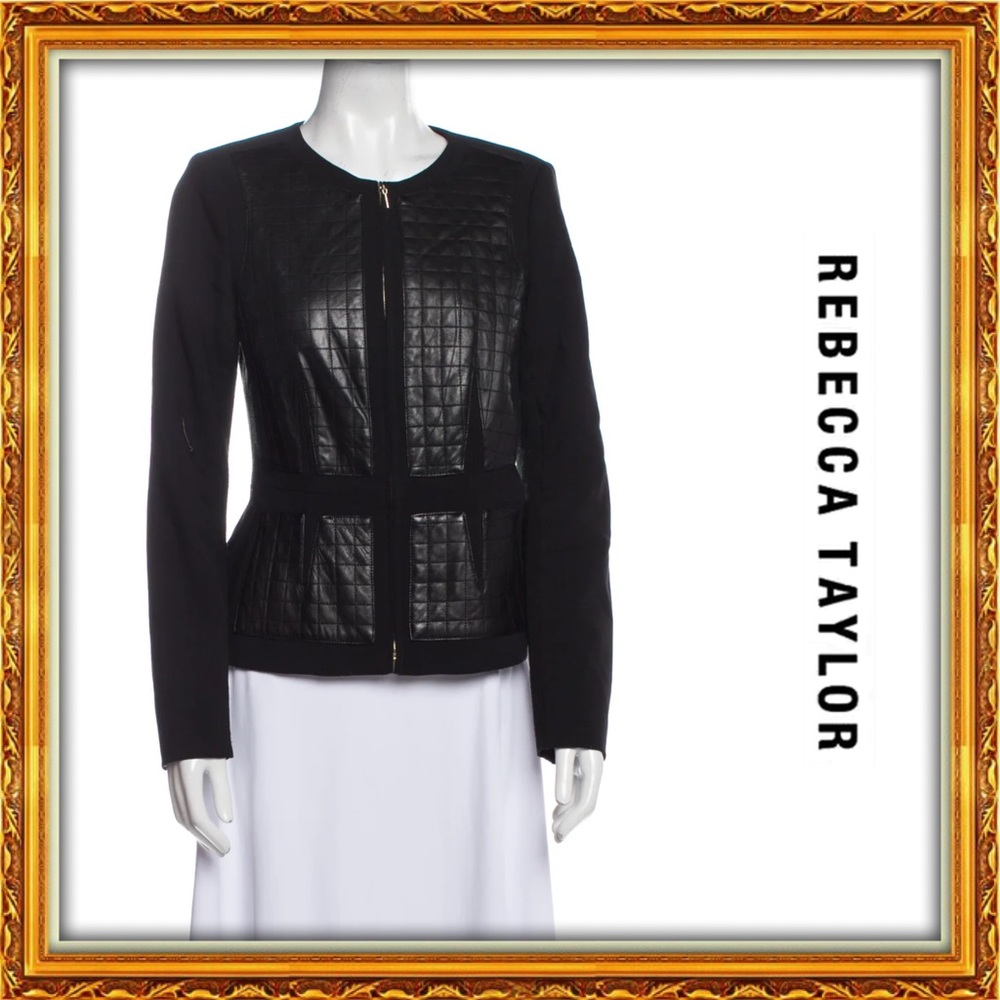 EUC | Rebecca Taylor Fitted Collarless Quilted Jacket
